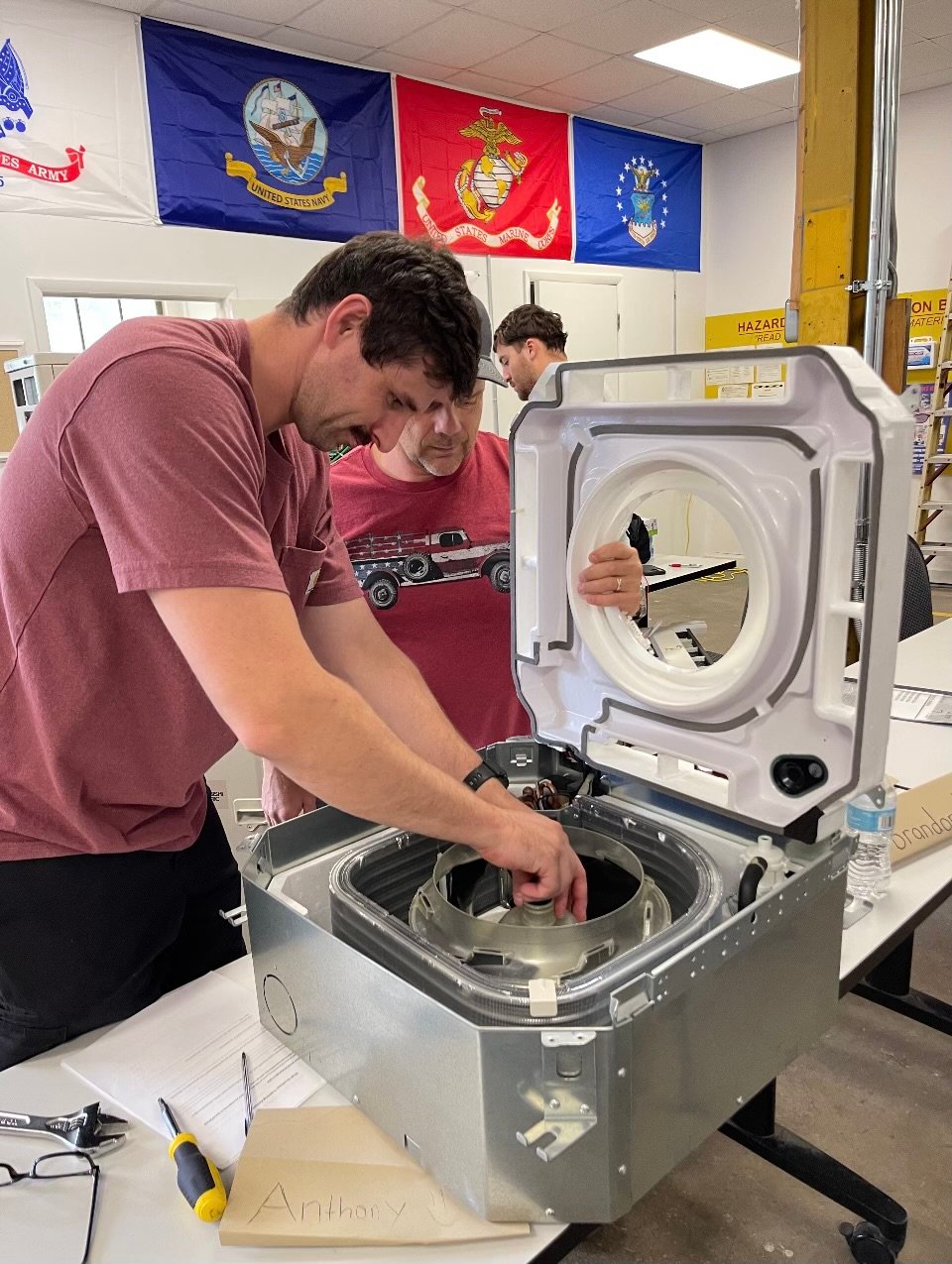 Student working on hvac equipment